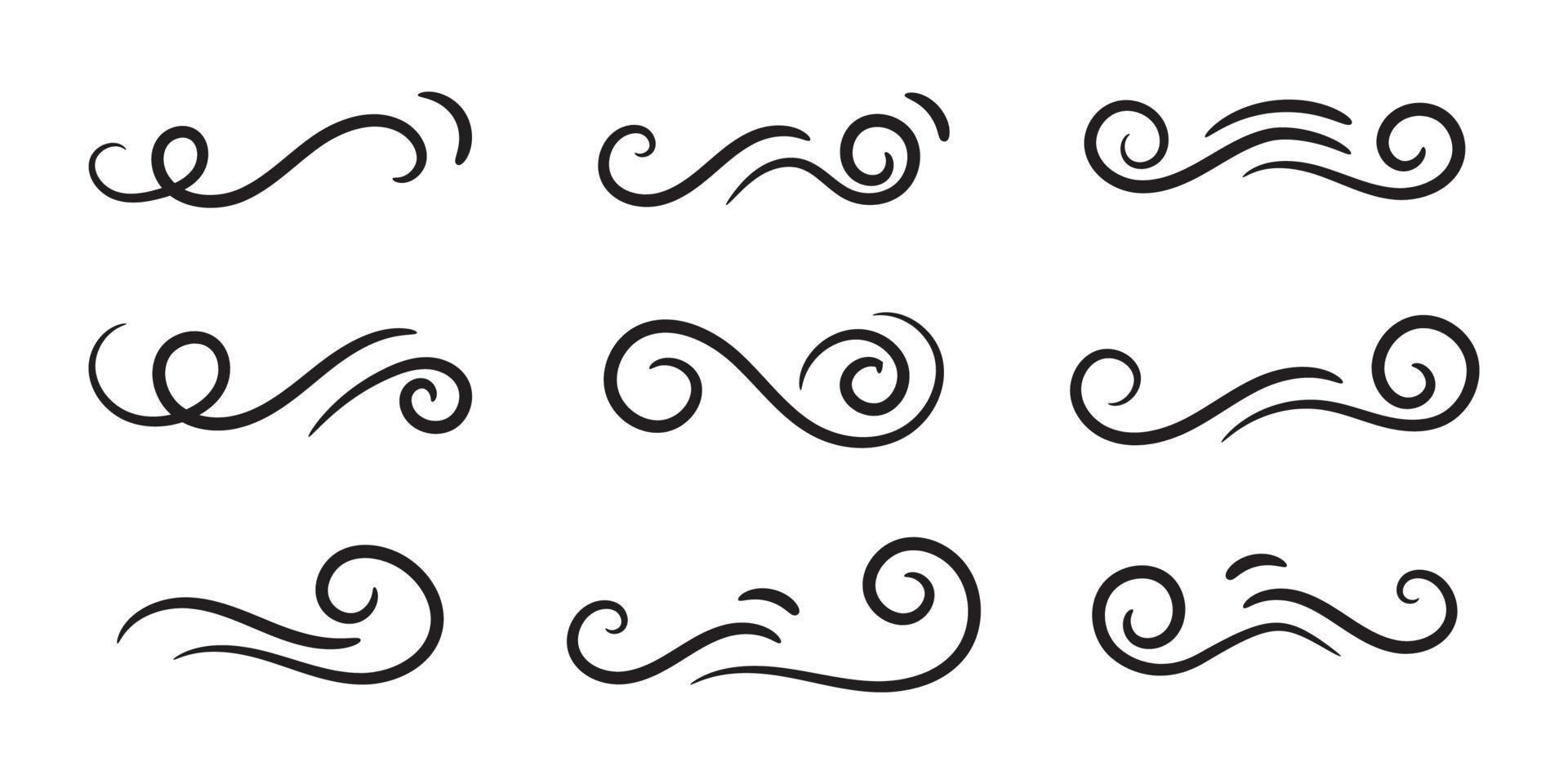 Swirl ornament stroke. Ornamental curls, swirls divider and filigree ornaments vector illustration.
