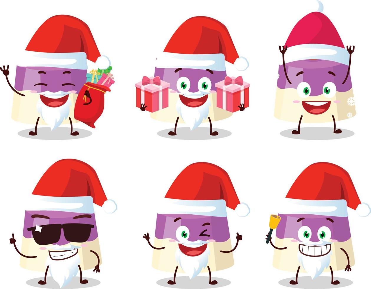 Papa Noel claus emoticones con pastel dibujos animados personaje vector