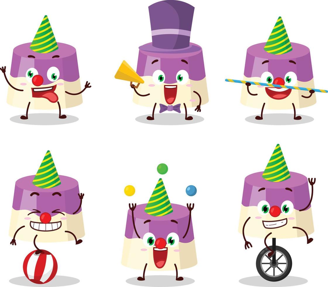 Cartoon character of cake with various circus shows vector