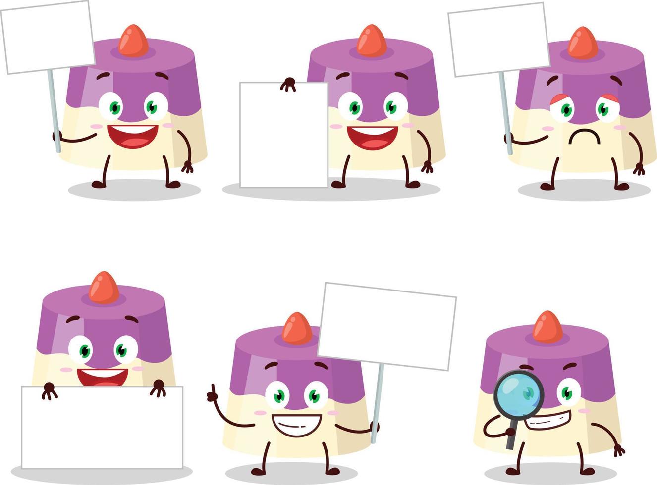 Cake cartoon with character bring information board vector