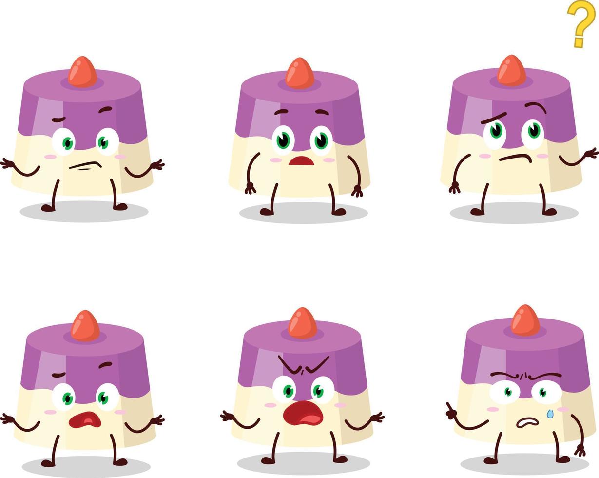 Cartoon character of cake with what expression vector