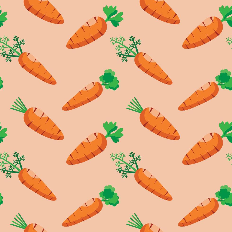 Fresh carrot vegetable in seamless pattern. vector