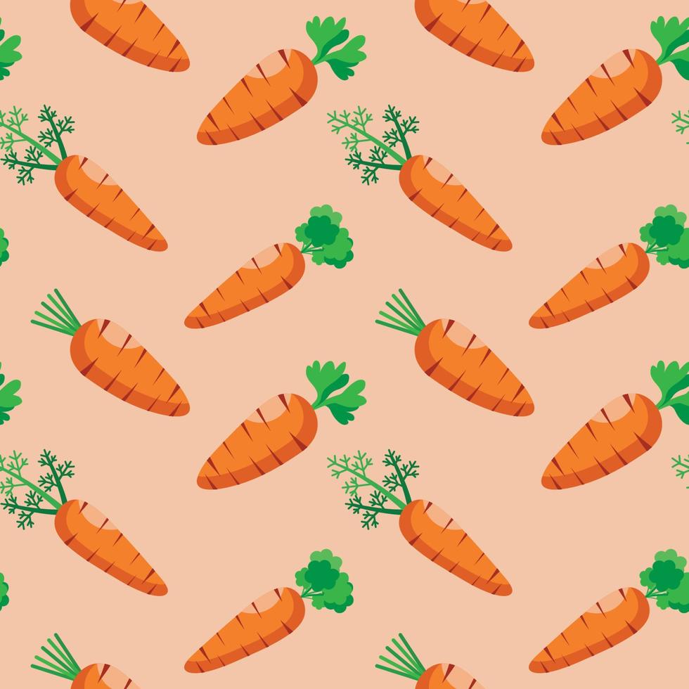 Fresh carrot vegetable in seamless pattern. vector