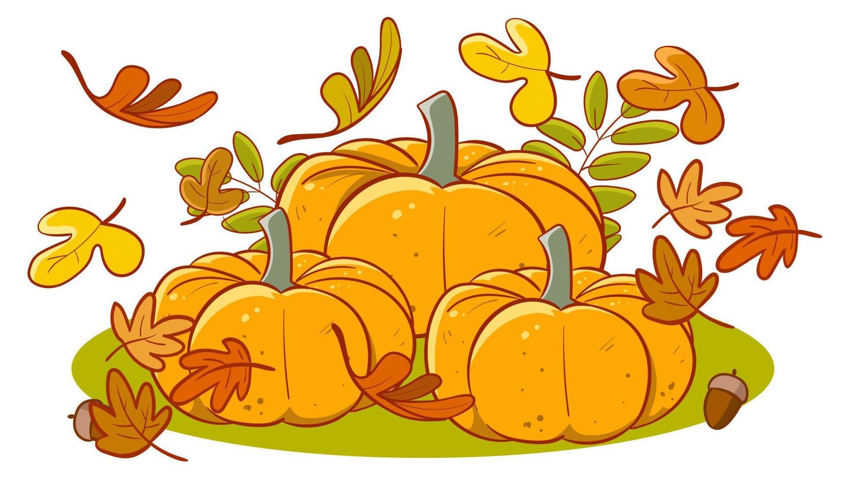 Illustration of Autumn Pumpkin and leaves.Vector card with pumpkins and autumn leaves. vector