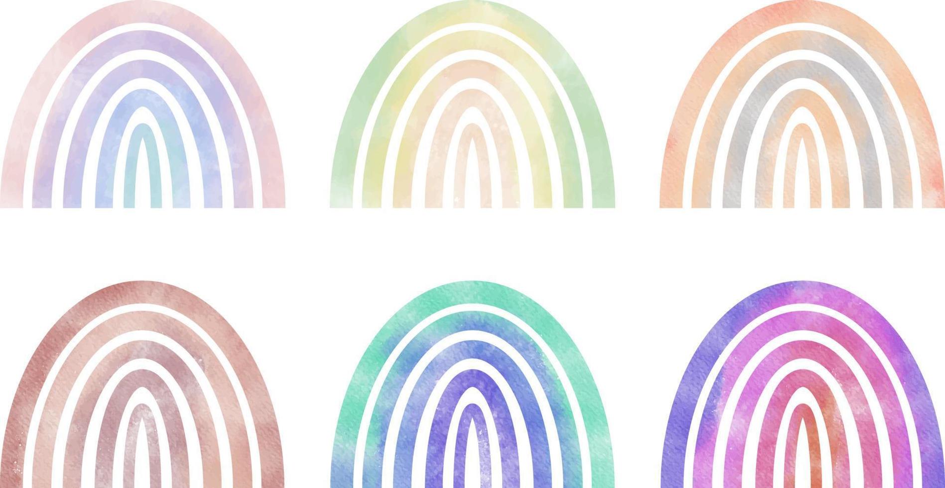 watercolor colorful rainbow set vector