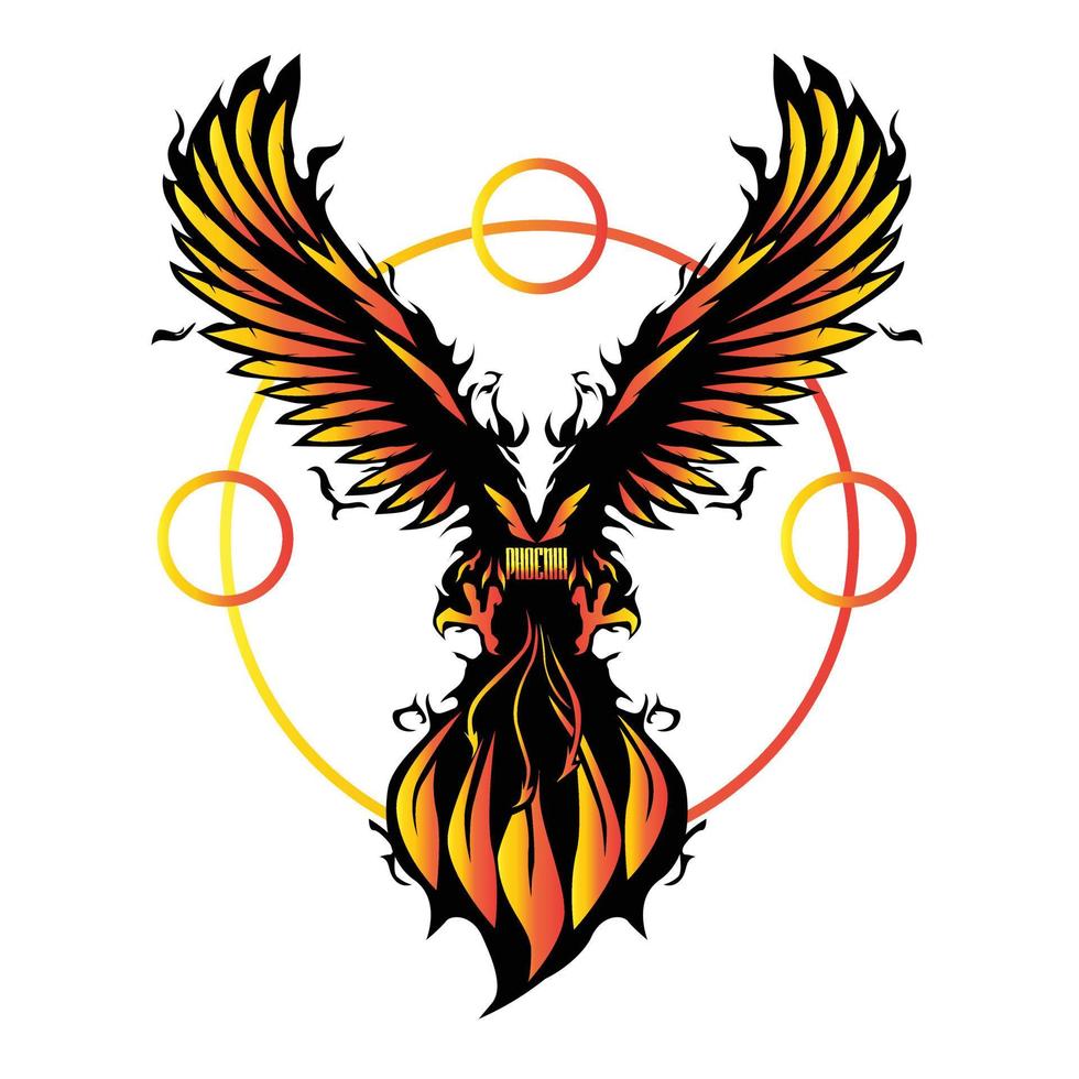 Phoenix Fire bird illustration and character design vector