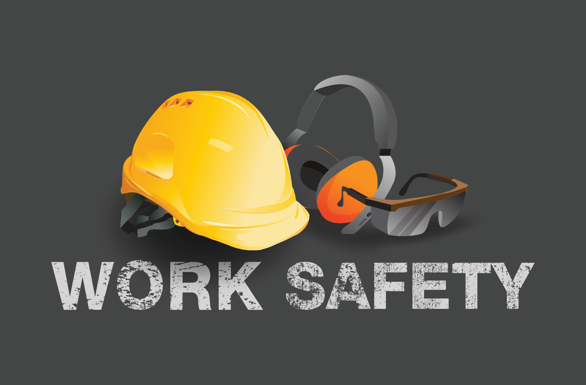 work safety, safety equipment, construction concept, vector design