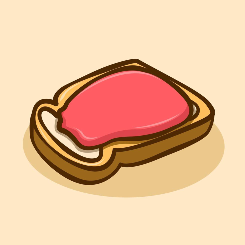 cartoon illustration concept of toast with strawberry jam vector