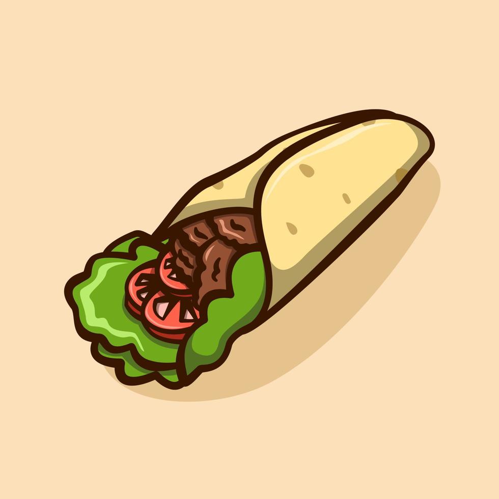 burito illustration concept in cartoon style vector