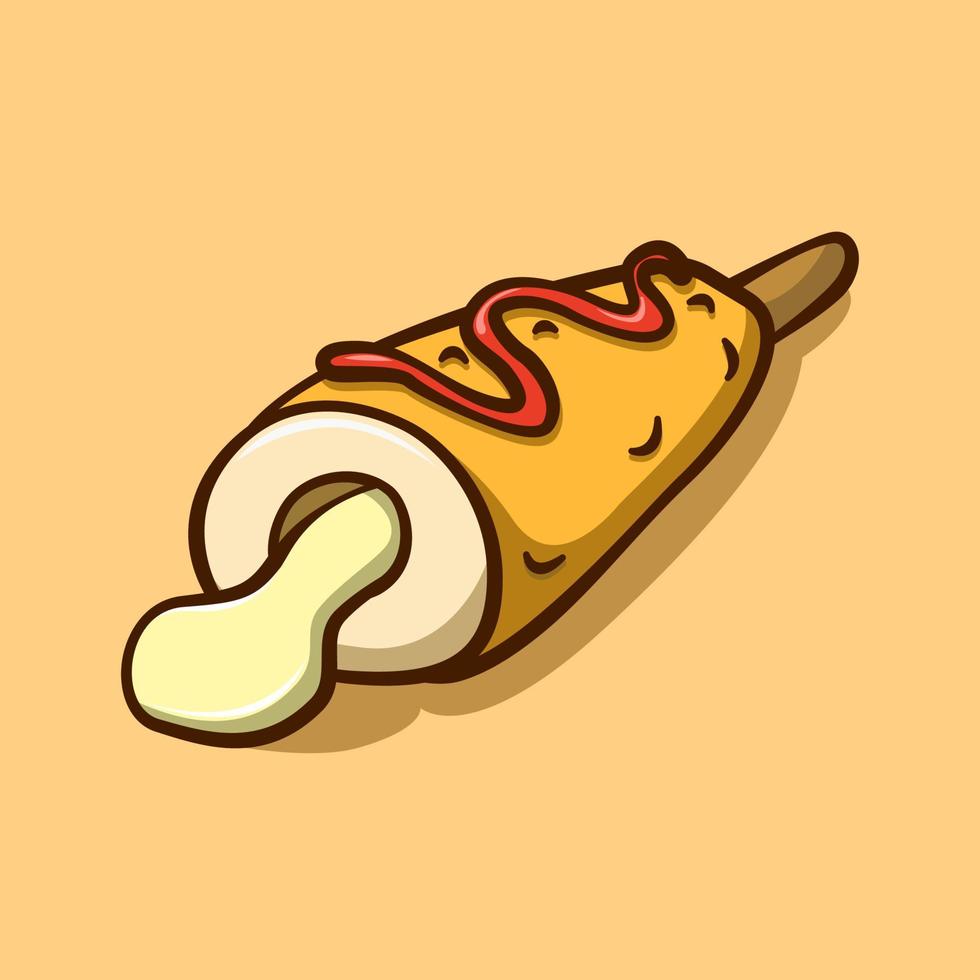 corndog illustration concept in cartoon style vector