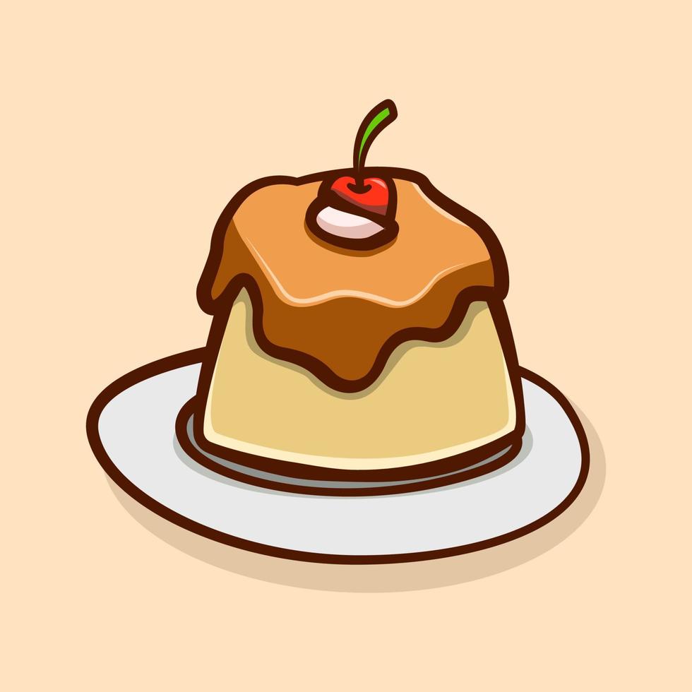 pudding illustration concept in cartoon style vector