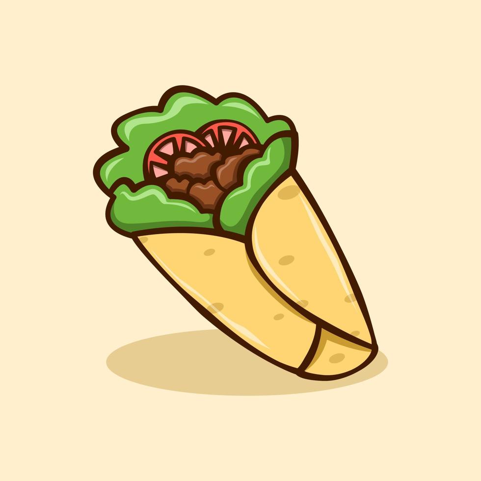 burito illustration concept in cartoon style vector