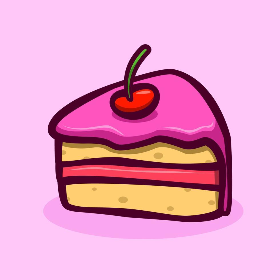 slice of cake illustration concept in cartoon style vector