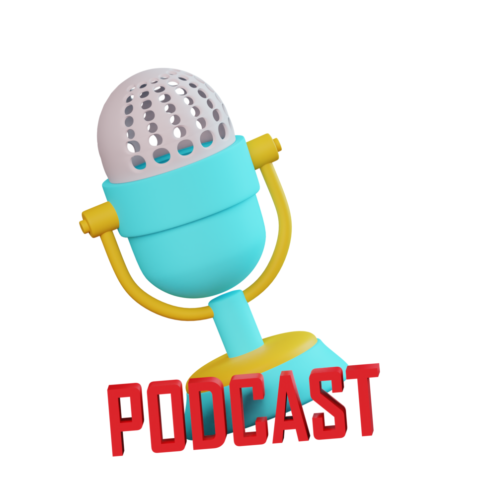 3d podcast microfone logotipo png