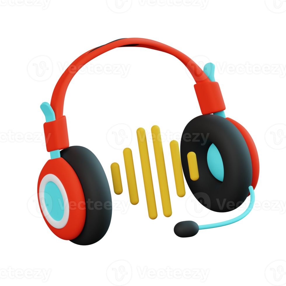 l'audio vague casque 3d icône png