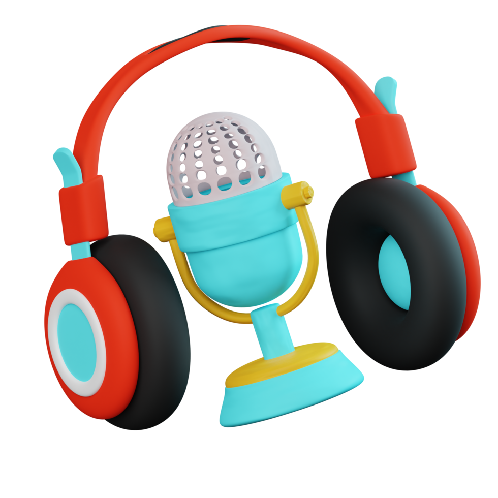 3d podcast microfone png