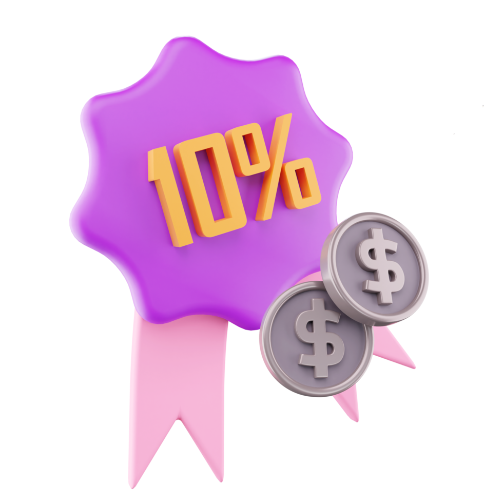 10 percentage korting insigne 3d icoon png