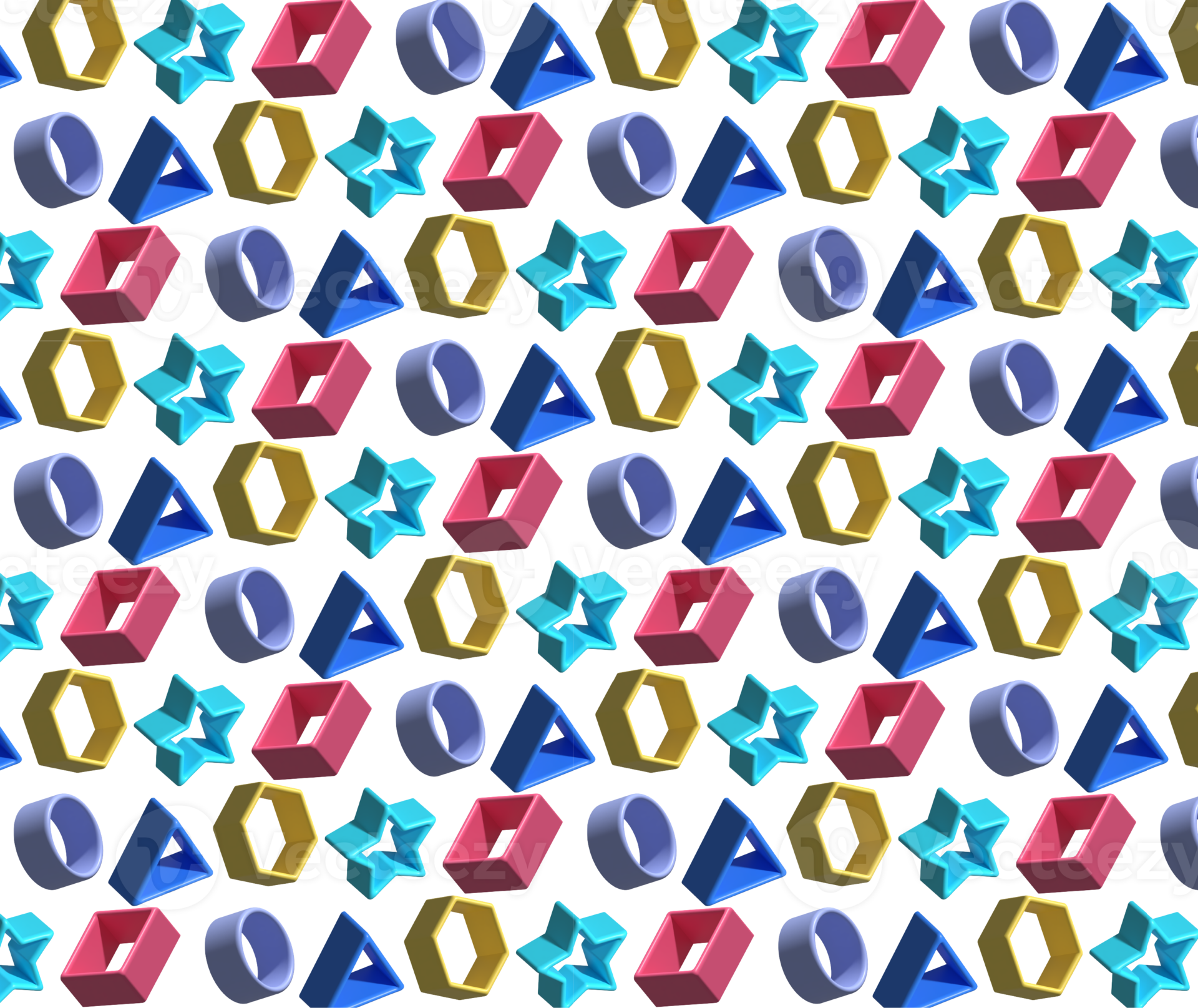 Geometric seamless pattern. Modern trendy background with 3d objects, triangles, polygons