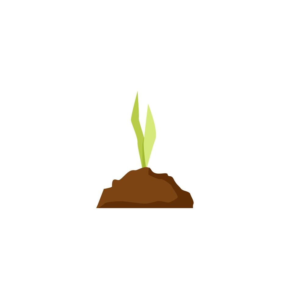 A small green tulip sprout and a pile of earth vector