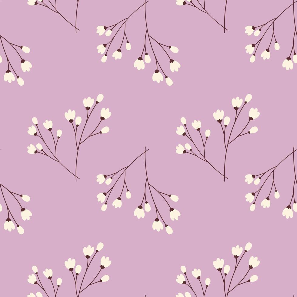 Spring Seamless pattern with cherry branches in trendy lilac shades. Hello spring. Happy Easter vector
