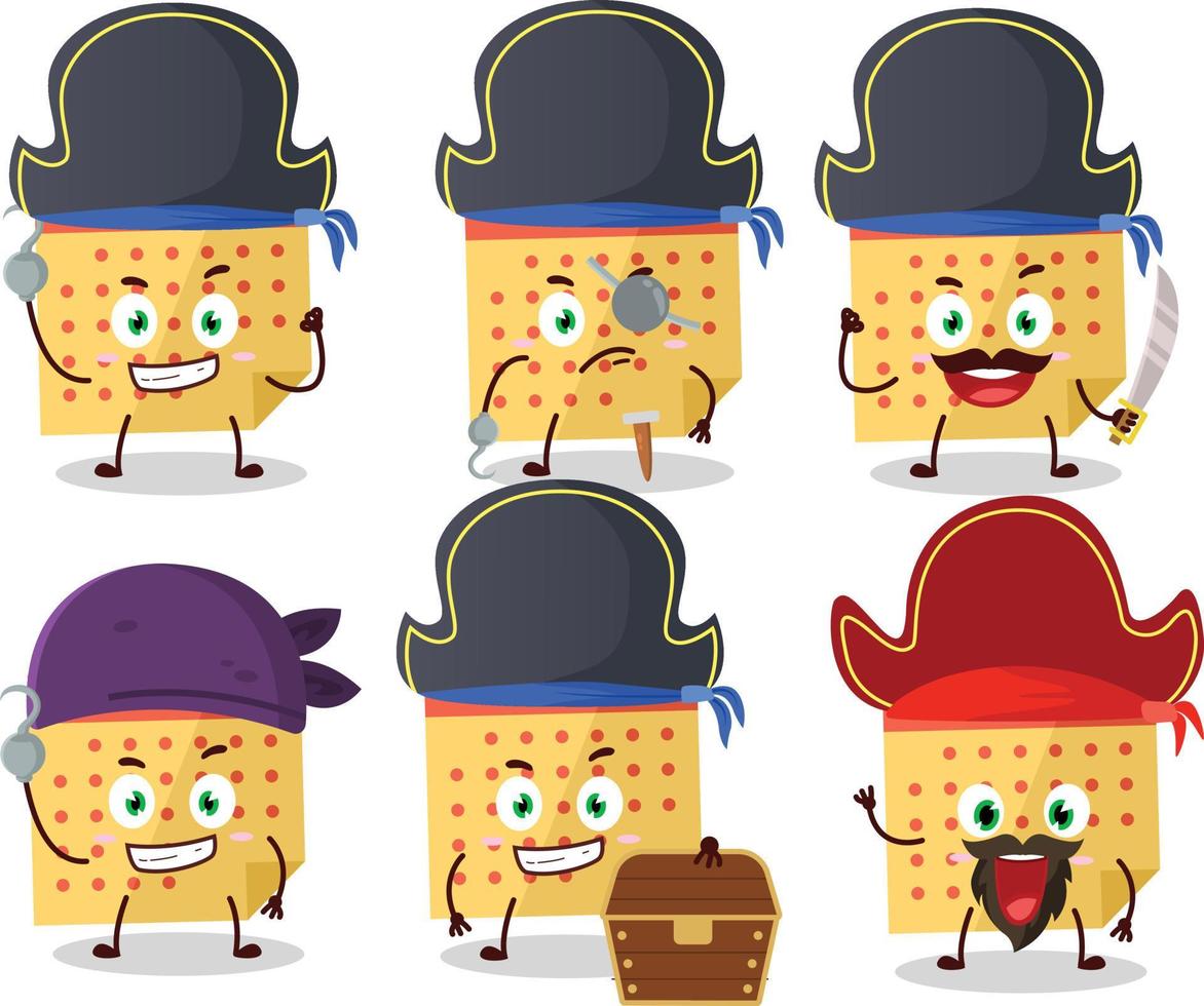 dibujos animados personaje de calendario con varios piratas emoticones vector