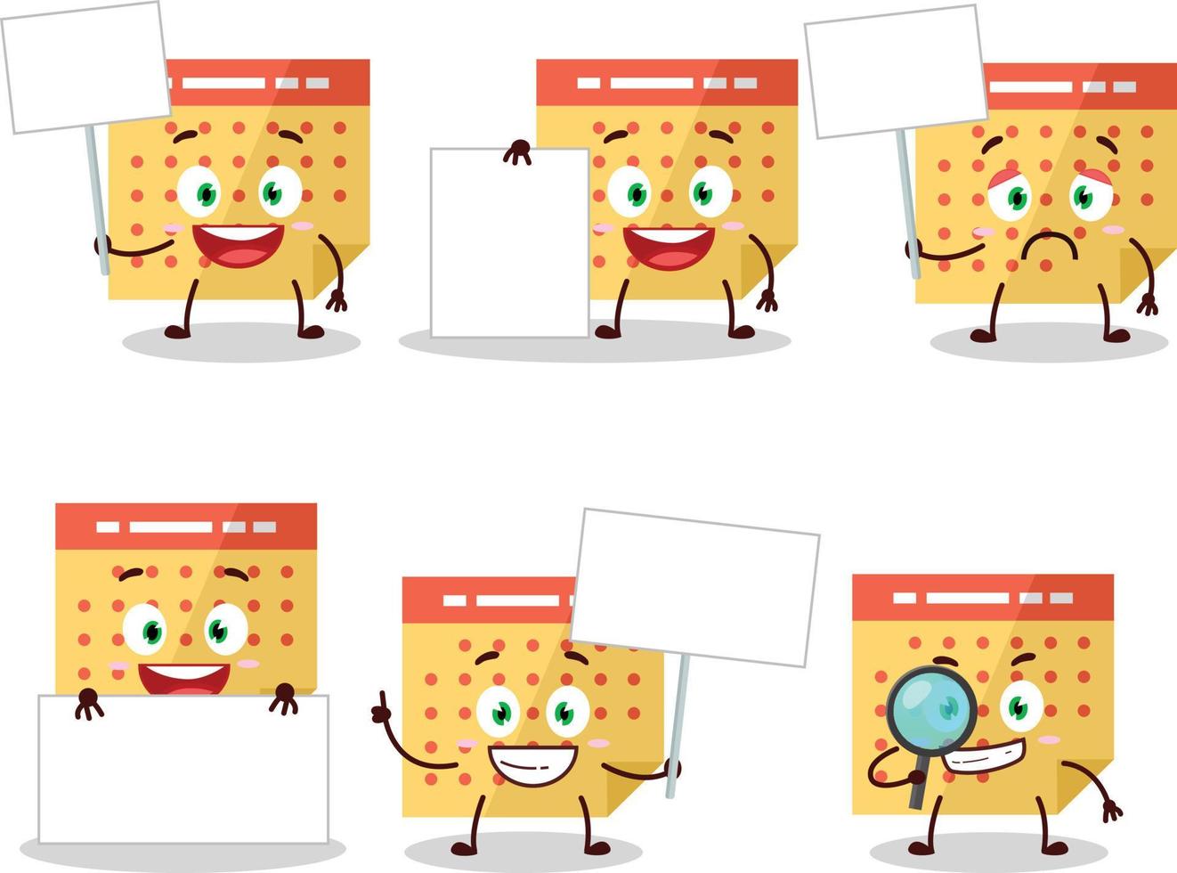 Calendar cartoon in character bring information board vector