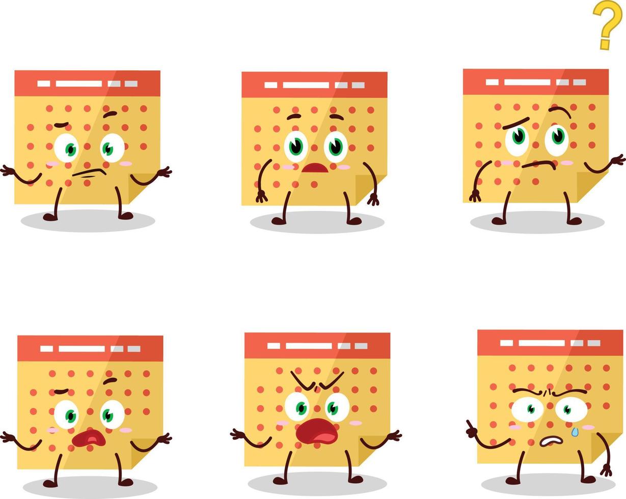 Cartoon character of calendar with what expression vector