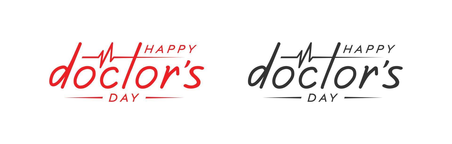 World, international or national happy Doctor's Day flat vector logo design, Heartbeat with doctors day letter logo