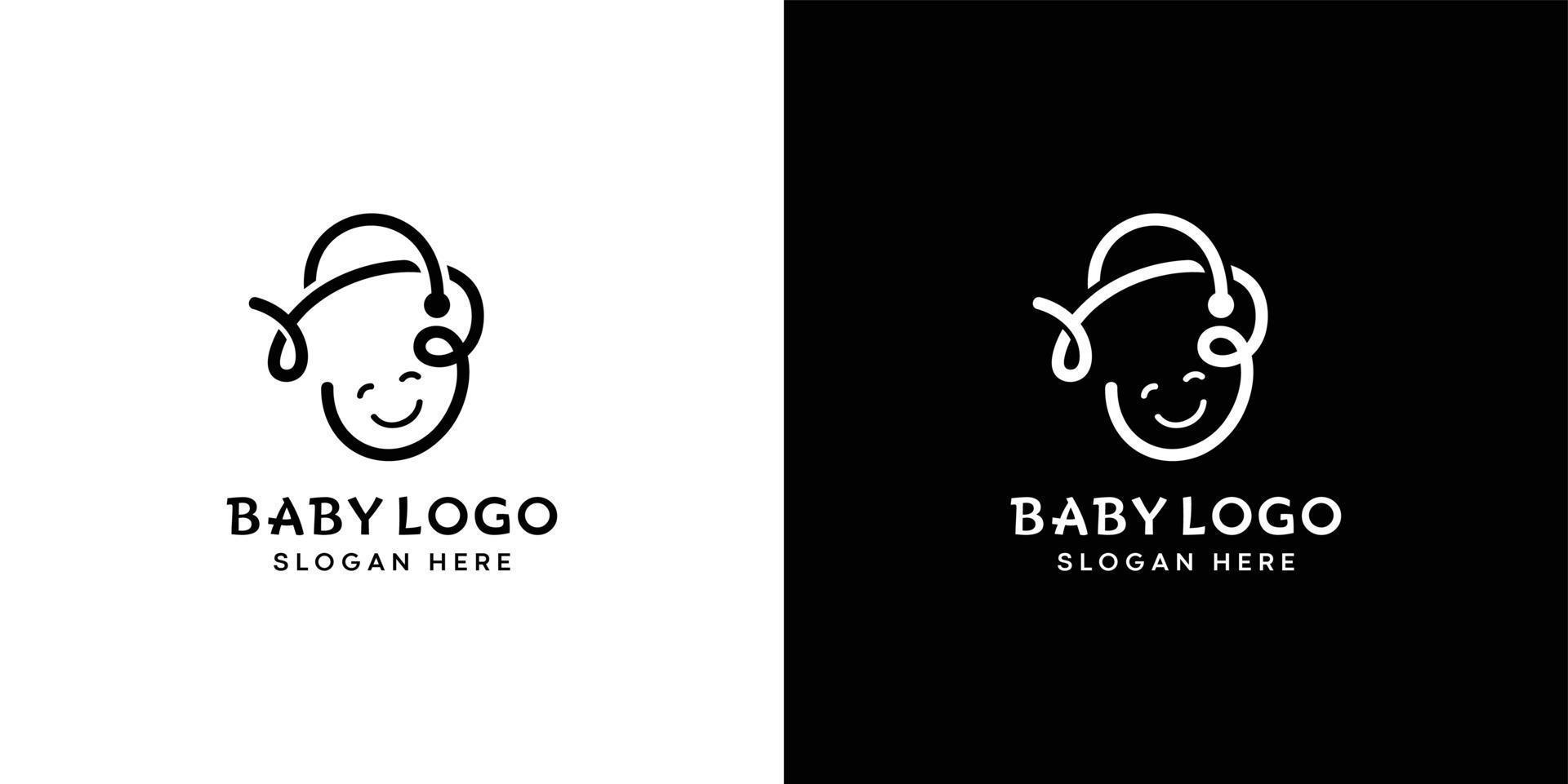 Abstract Cute Baby Smile Face Logo Design, Baby shop vector logo design.