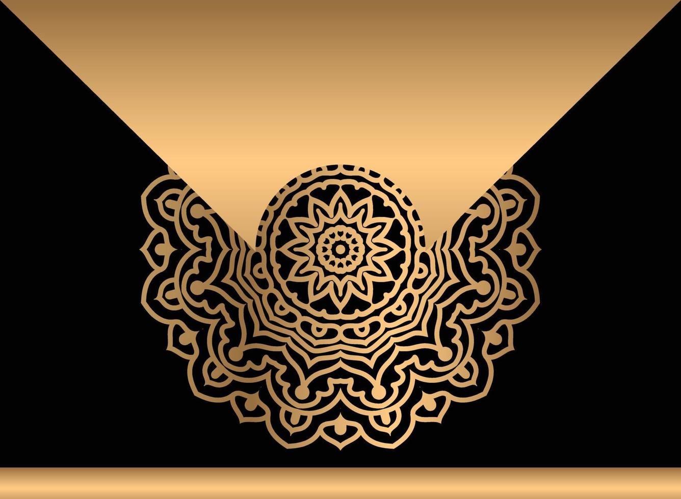 Luxury golden background with ethnic mandala ornament. Vector illustration