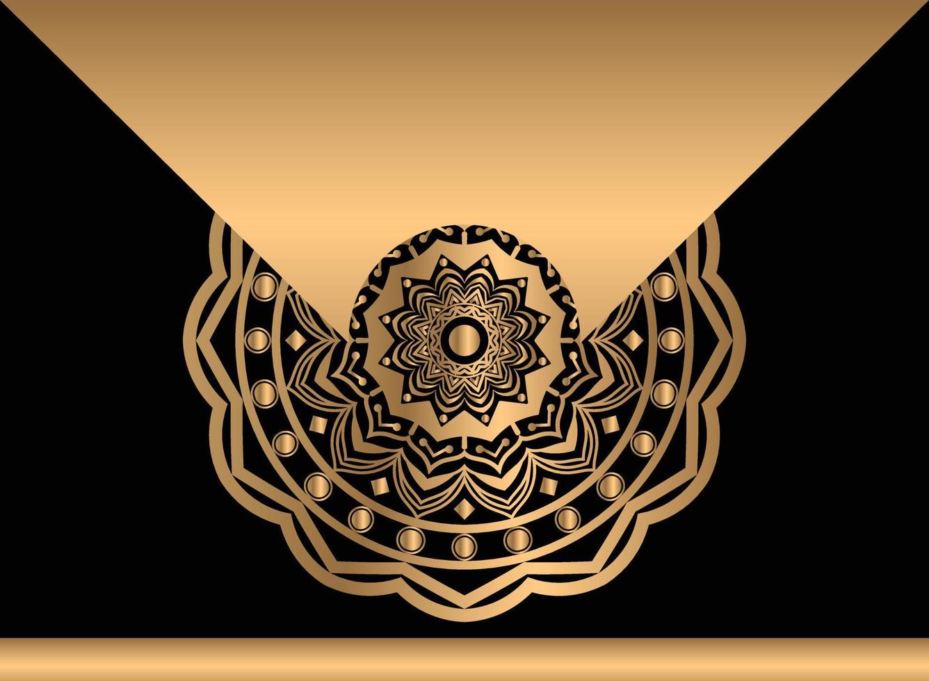 Luxury golden background with ethnic mandala ornament. Vector illustration