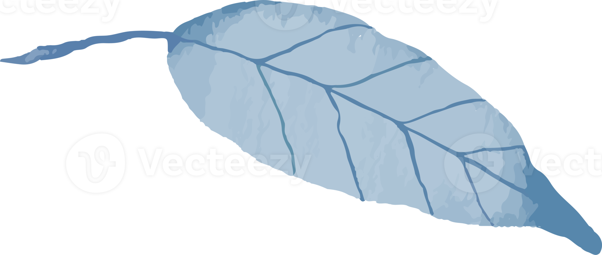 isolated watercolor illustation of blue leaf png