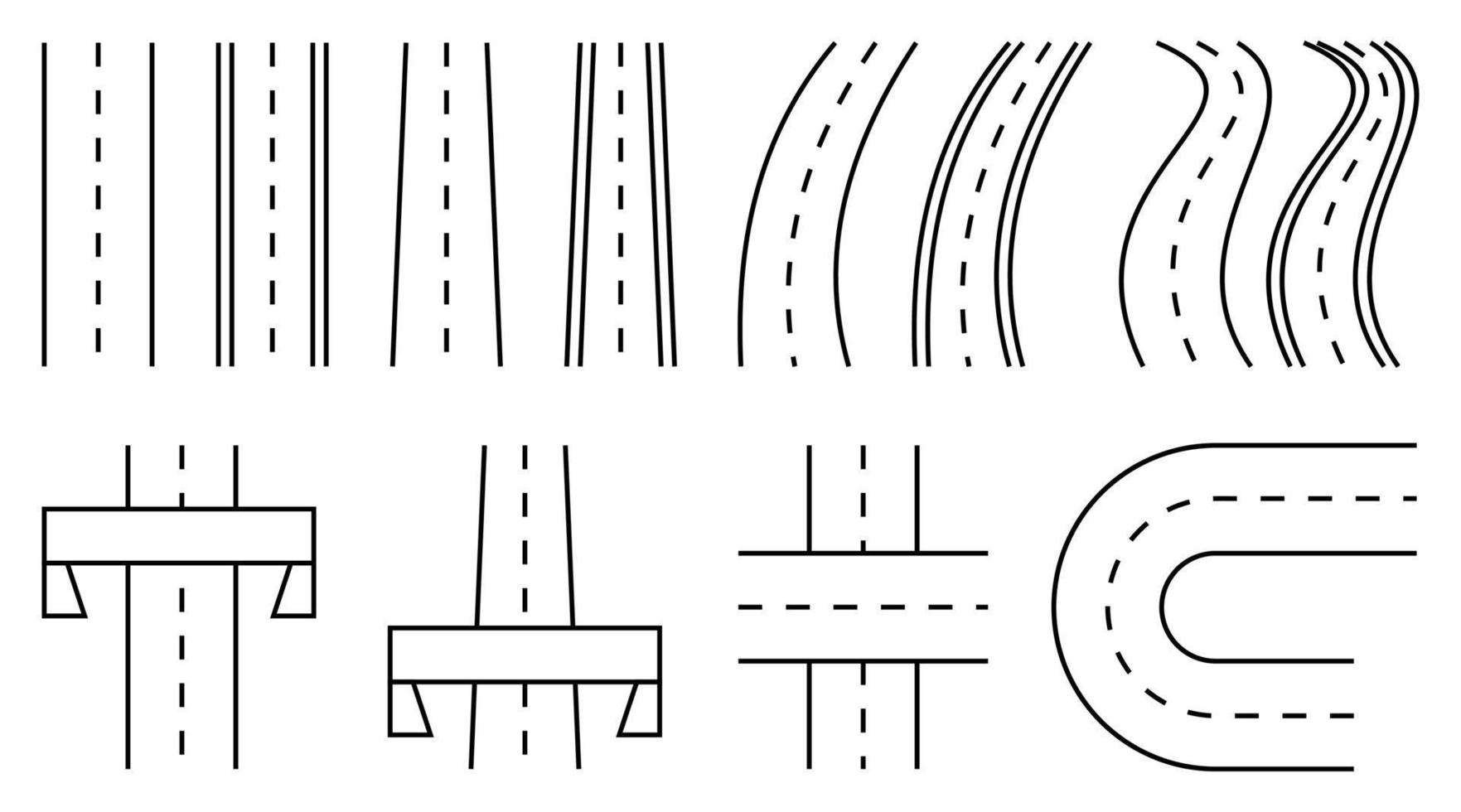 la carretera icono colocar, línea diseño en blanco antecedentes vector