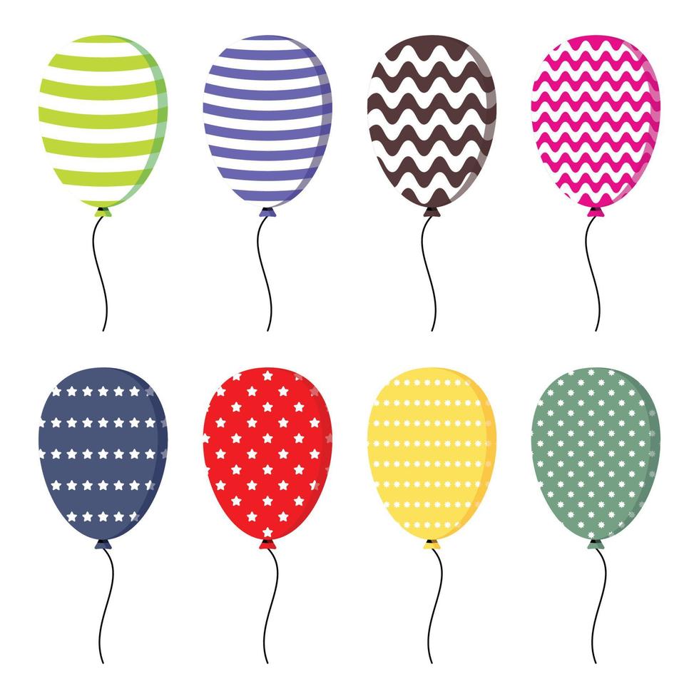 manojo de globos para cumpleaños y fiestas. globos de colores sobre un fondo blanco. icono plano vector