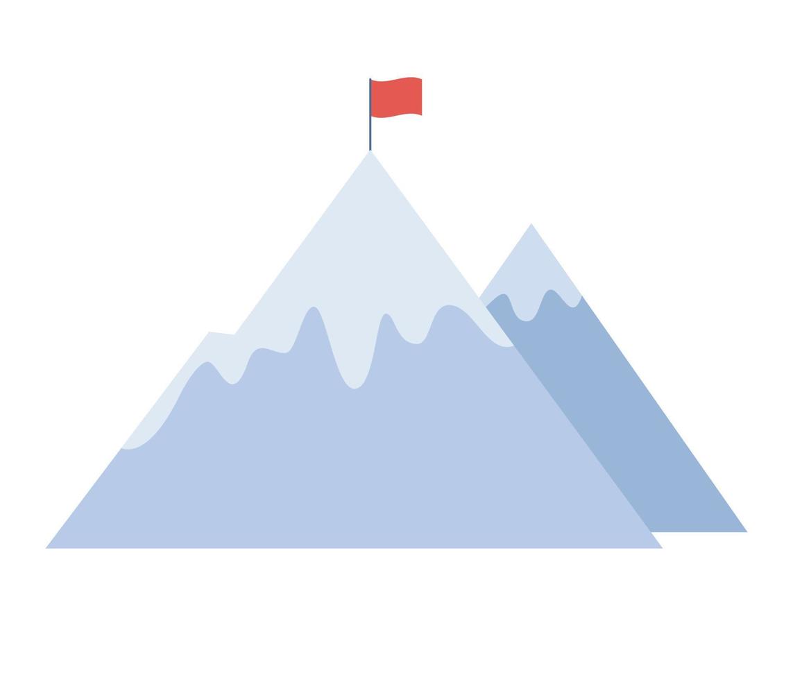 Flag on mountain icon. Success, goal achievement, leadership, business concept. Vector flat illustration