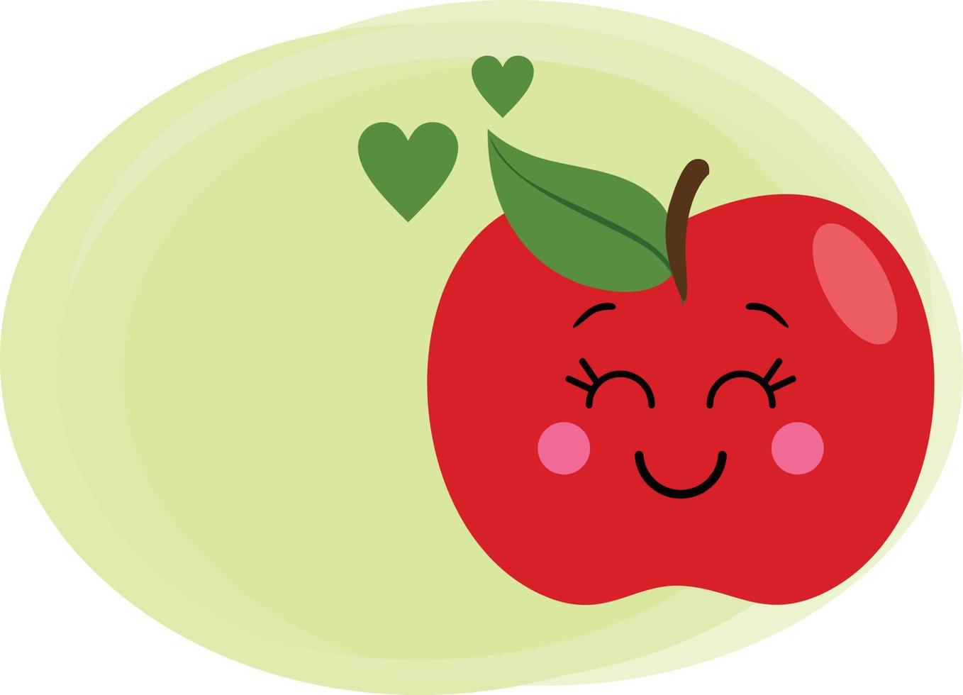 Funny apple with empty label green background vector