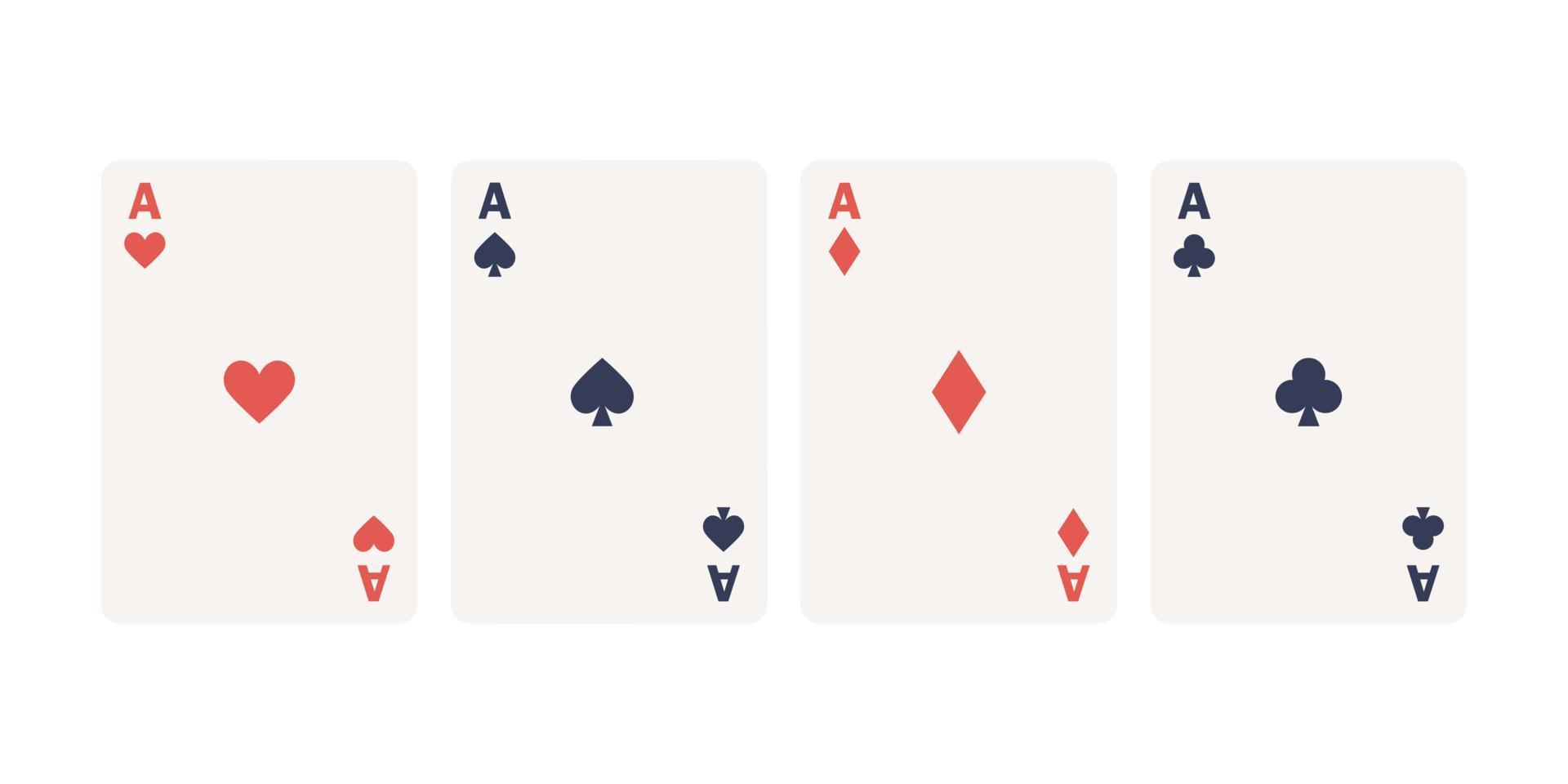 Four aces card suit icon set. Vector flat illustration