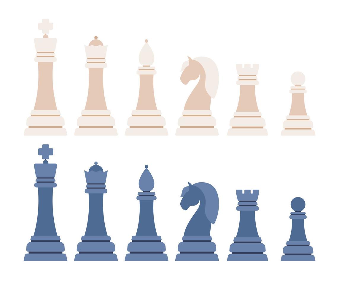 Chess icon. Chess figures set, King, Queen, rook, knight, Bishop, pawn. Vector flat illustration