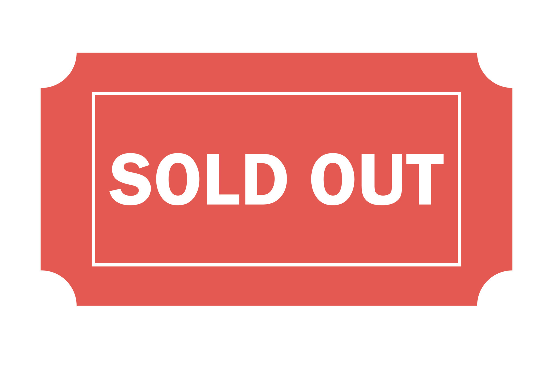 Sold Out red rectangular sticker icon. Sold out square symbol