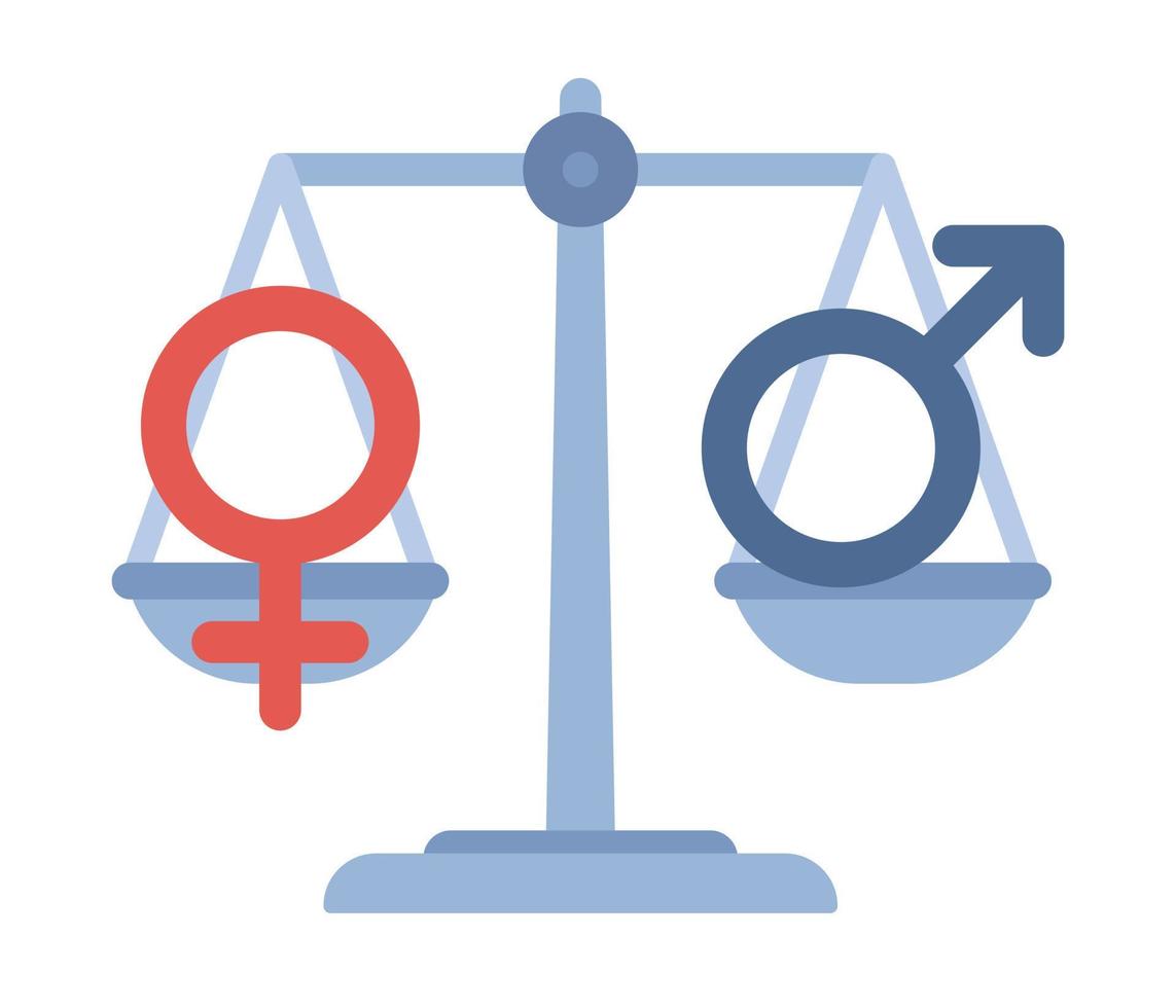 Gender equality icon. Male and female gender sign showing equal weight. Vector flat illustration