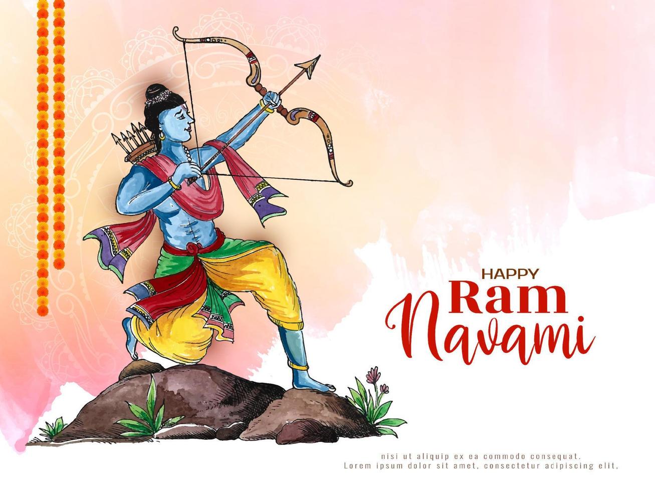 Happy Ram navami festival celebration religious background design vector