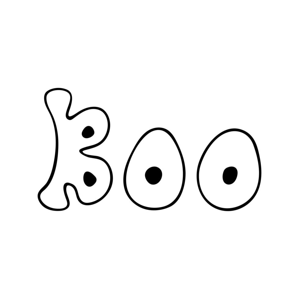 Inscription boo in doodle style. Hand drawing vector
