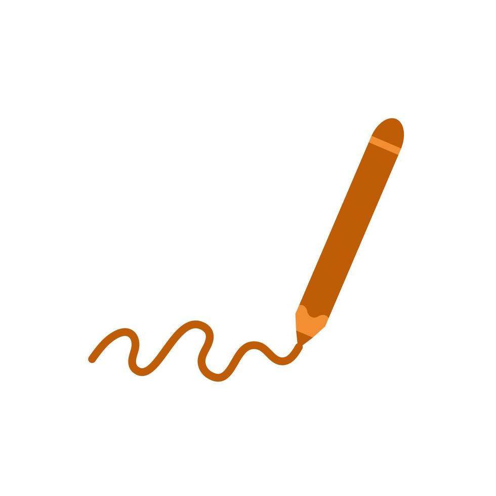 The pencil draws a zigzag line in brown vector