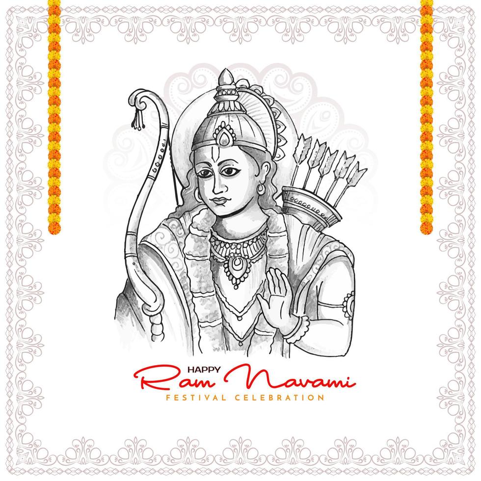 Happy Ram navami festival traditional celebration background design vector