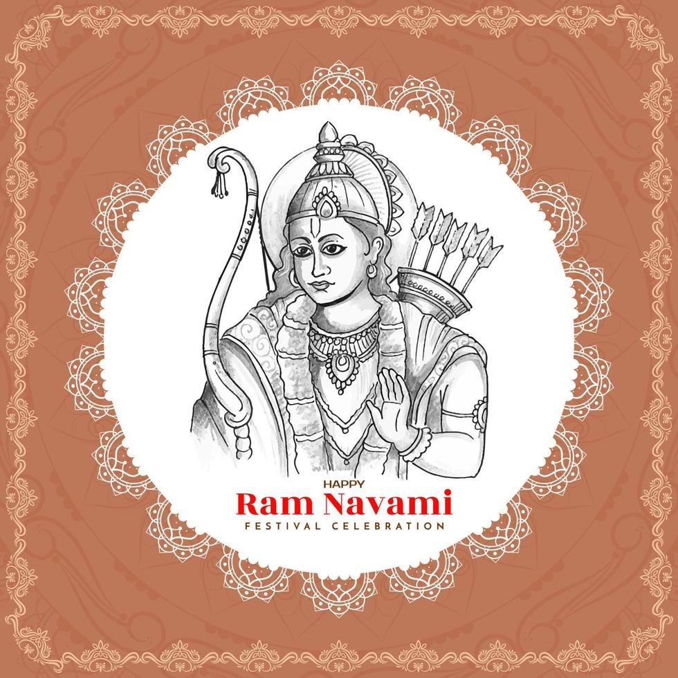 Happy Ram navami festival celebration greeting card design vector