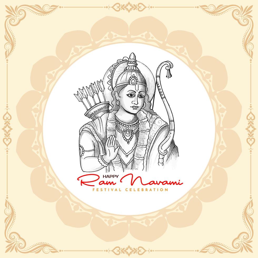 Religious Happy Ram navami Hindu festival celebration background design vector