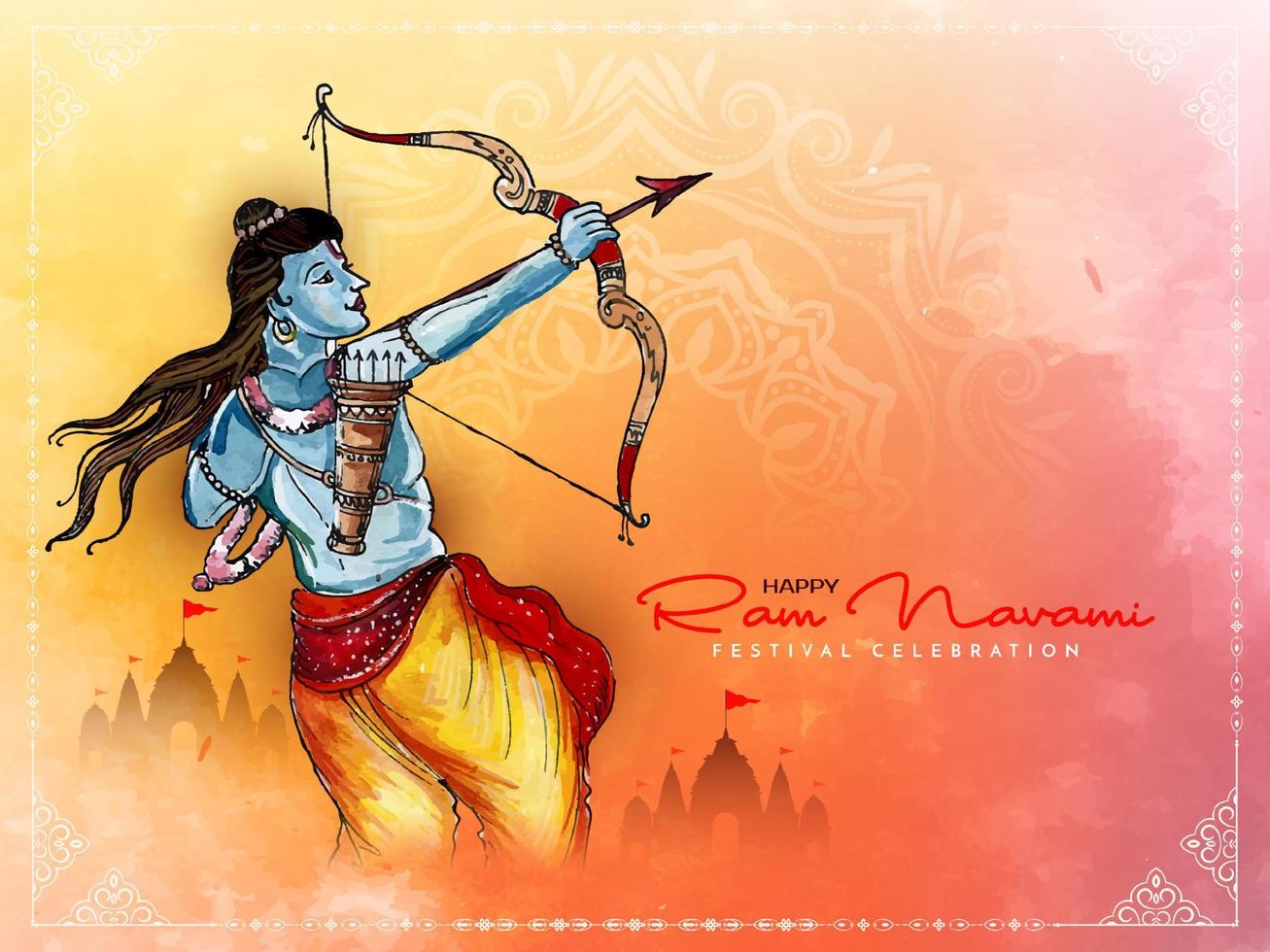 Happy Ram navami religious Hindu festival greeting card design vector