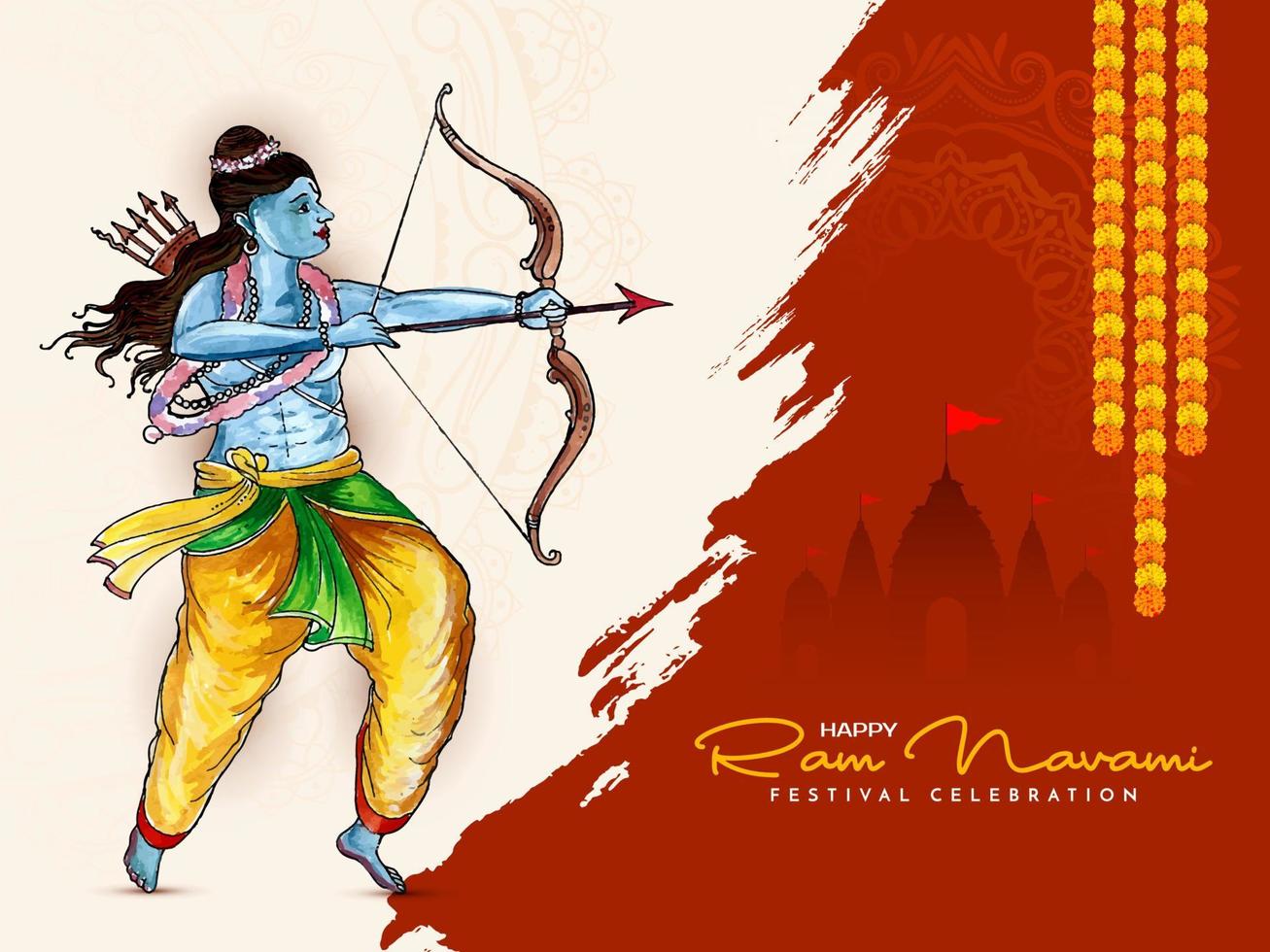 Happy Ram navami religious festival celebration background design vector