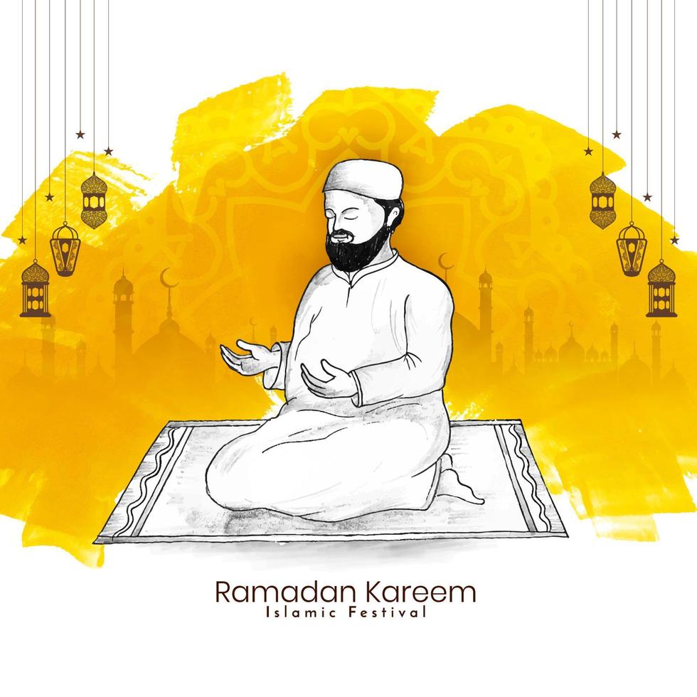 Religious Ramadan Kareem Islamic festival praying background vector