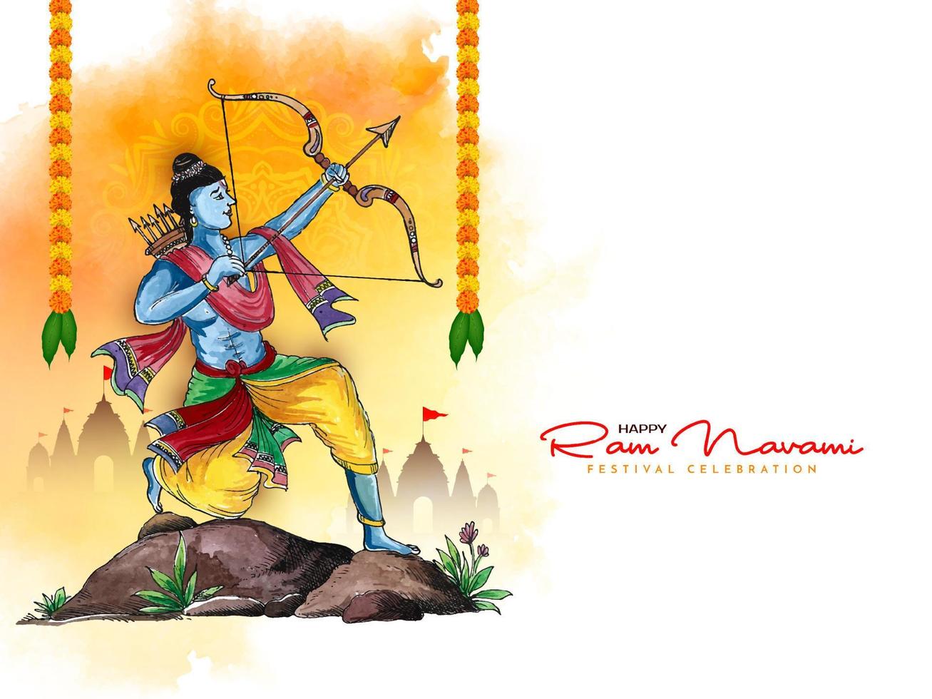 Happy Ram navami festival celebration religious background design vector